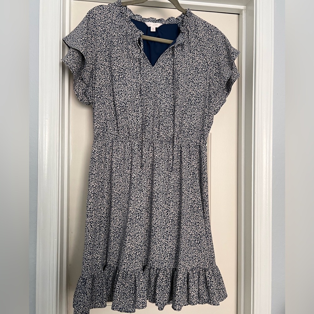 LC Lauren Conrad Navy and White Floral Mini Dress